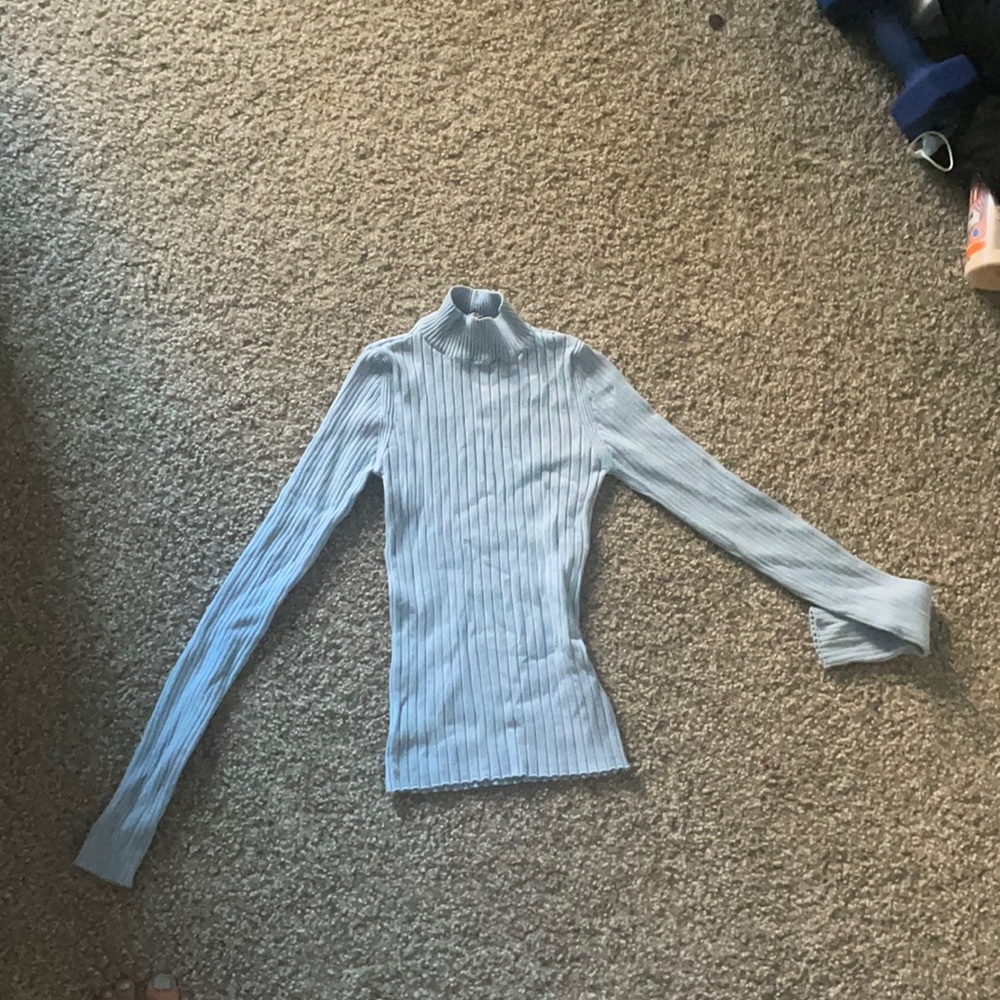 Bershka ice blue ribbed turtleneck
